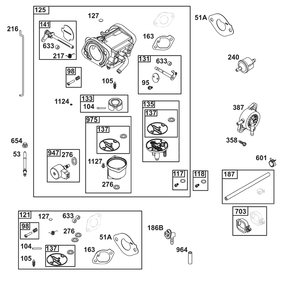 Carburetor And Fuel Supply Group Diagram and Parts List for 40N777-0010-B5 400000 - 699999 Briggs and Stratton Engine